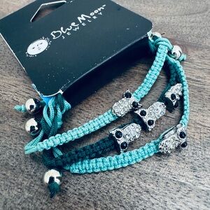 Crystal Owl Blue Moon Jewelry Charm Bracelets Set